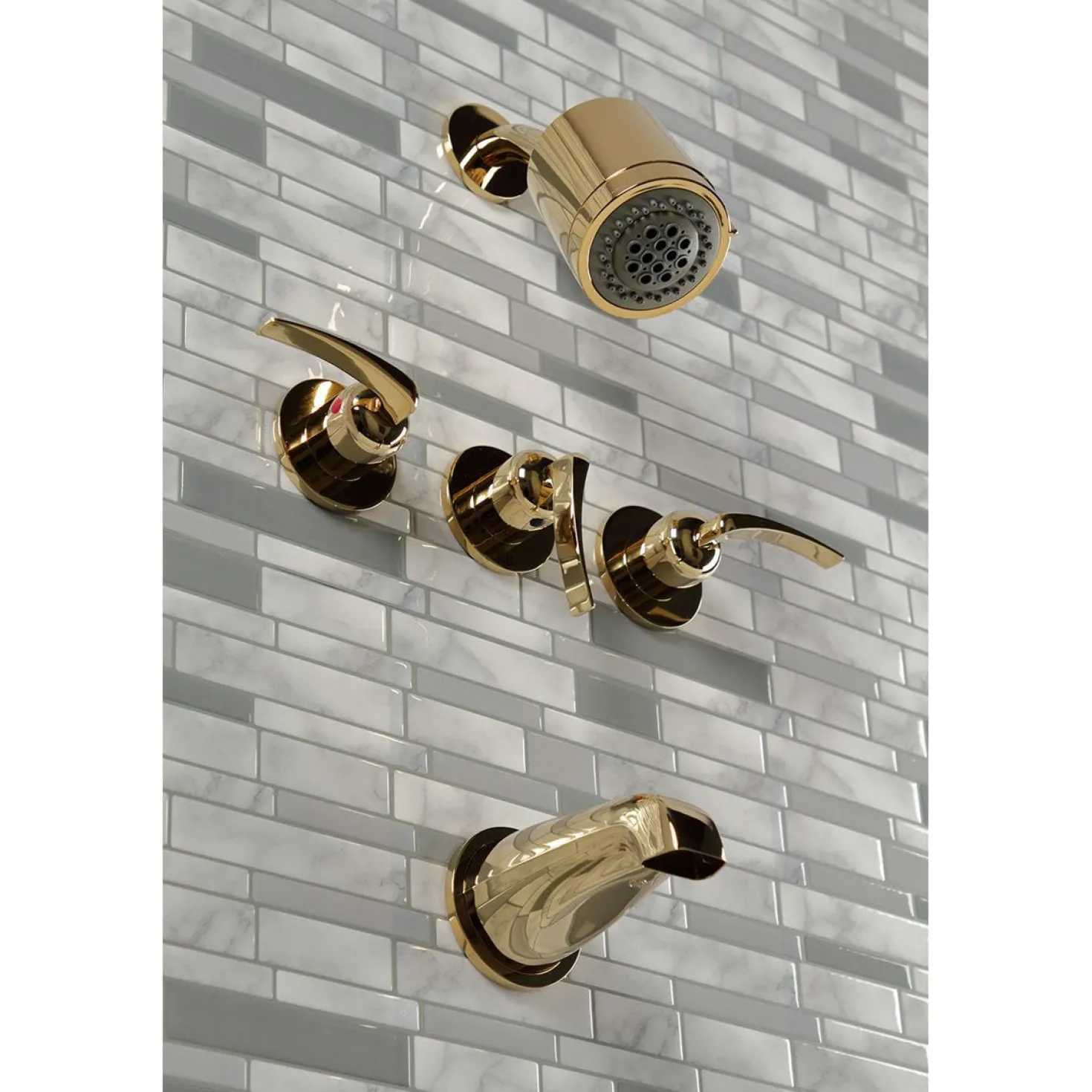 Kingston Brass Centurion Three-Handle Tub and Shower Faucet