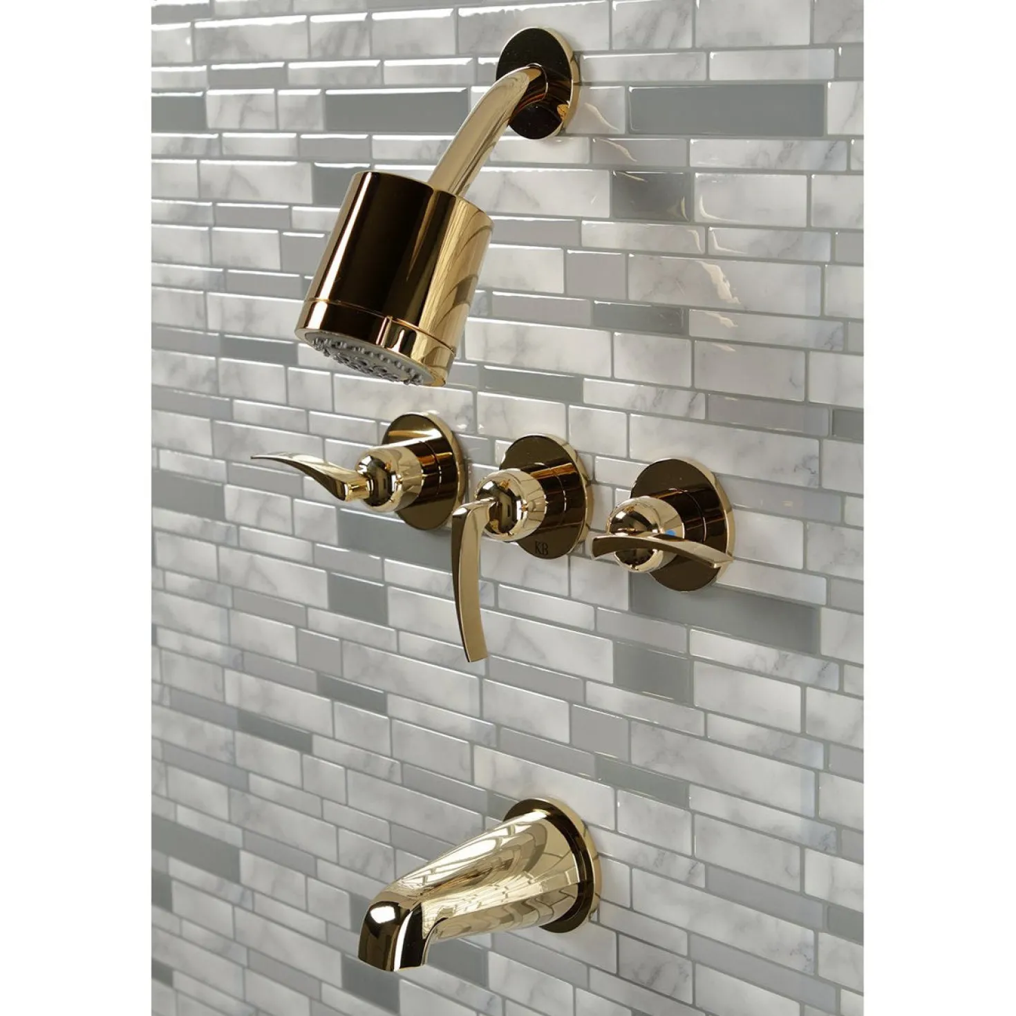 Kingston Brass Centurion Three-Handle Tub and Shower Faucet