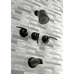Kingston Brass Centurion Three-Handle Tub and Shower Faucet