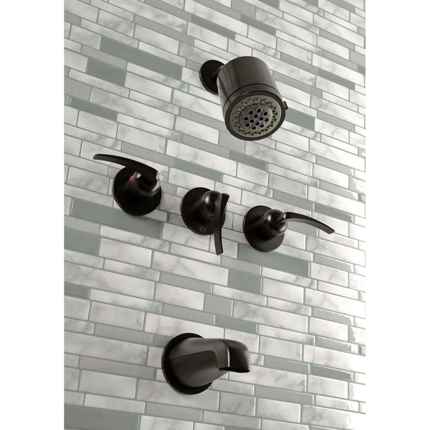 Kingston Brass Centurion Three-Handle Tub and Shower Faucet