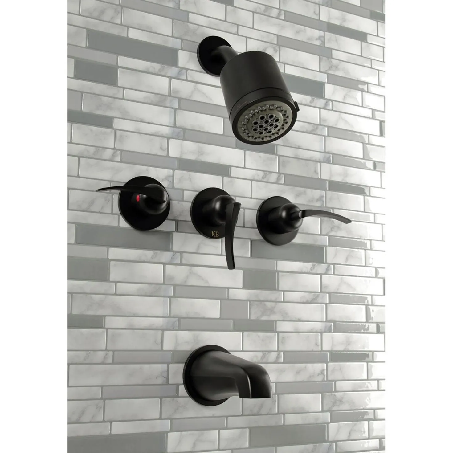 Kingston Brass Centurion Three-Handle Tub and Shower Faucet