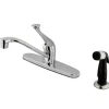 Kingston Brass Chatham Single Handle Kitchen Faucet with Black Sprayer in Polished Chrome