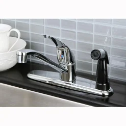Kingston Brass Chatham Single Handle Kitchen Faucet with Deck Sprayer