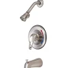 Kingston Brass Chatham Single Handle Satin Nickel Tub and Shower Faucet