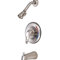 Kingston Brass Chatham Single Handle Satin Nickel Tub and Shower Faucet