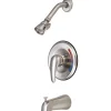 Kingston Brass Chatham Single Handle Tub and Shower Faucet in Satin Nickel