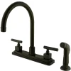 Kingston Brass Claremont Double Handle 8" Kitchen Faucet with Non-Metallic Sprayer