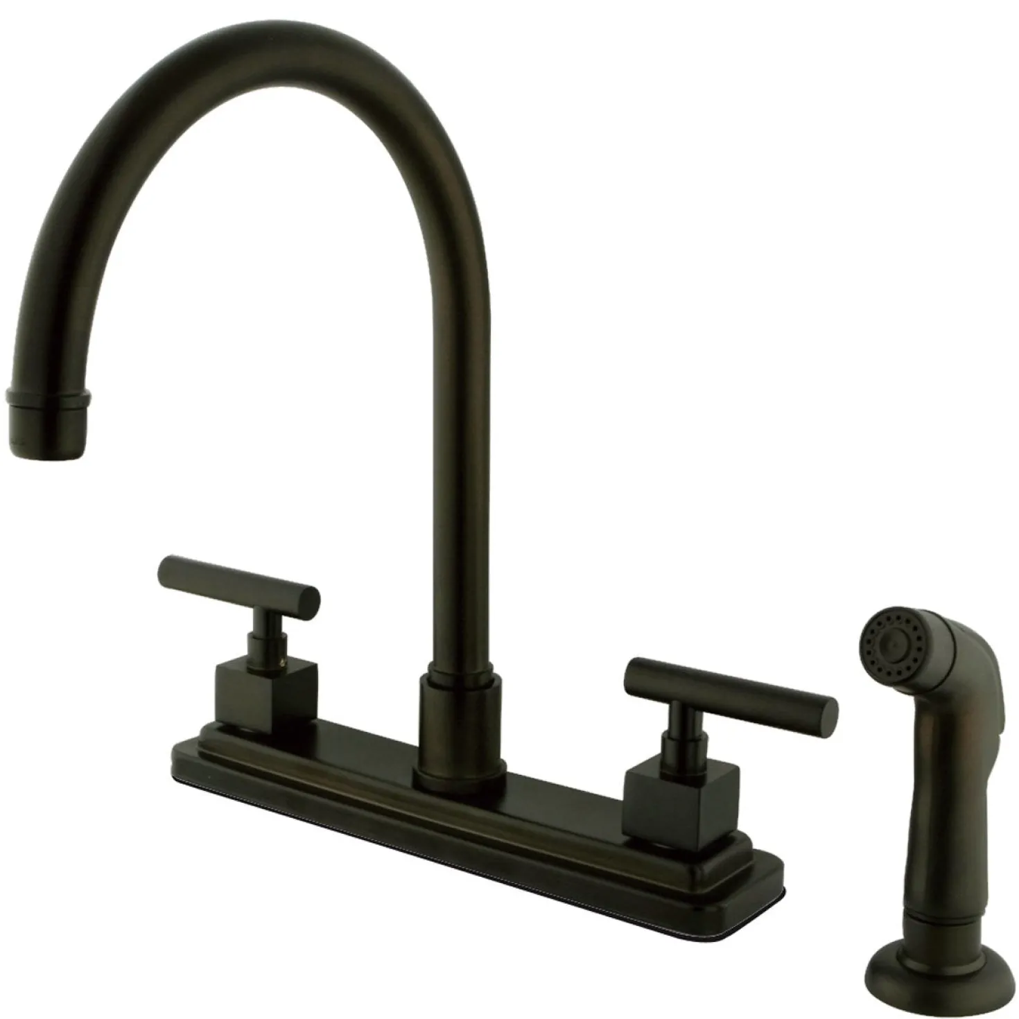 Kingston Brass Claremont Double Handle 8" Kitchen Faucet with Non-Metallic Sprayer