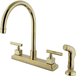 Kingston Brass Claremont Double Handle 8" Kitchen Faucet with Non-Metallic Sprayer