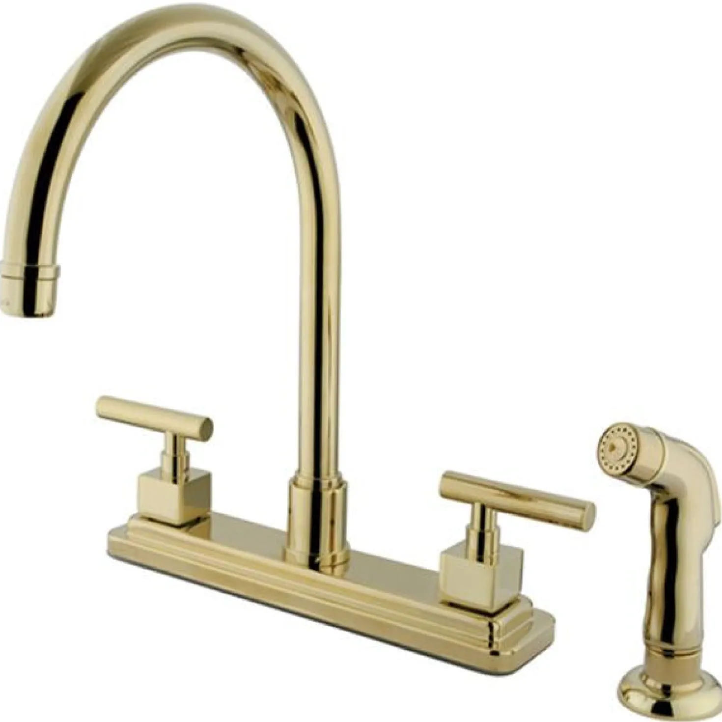 Kingston Brass Claremont Double Handle 8" Kitchen Faucet with Non-Metallic Sprayer