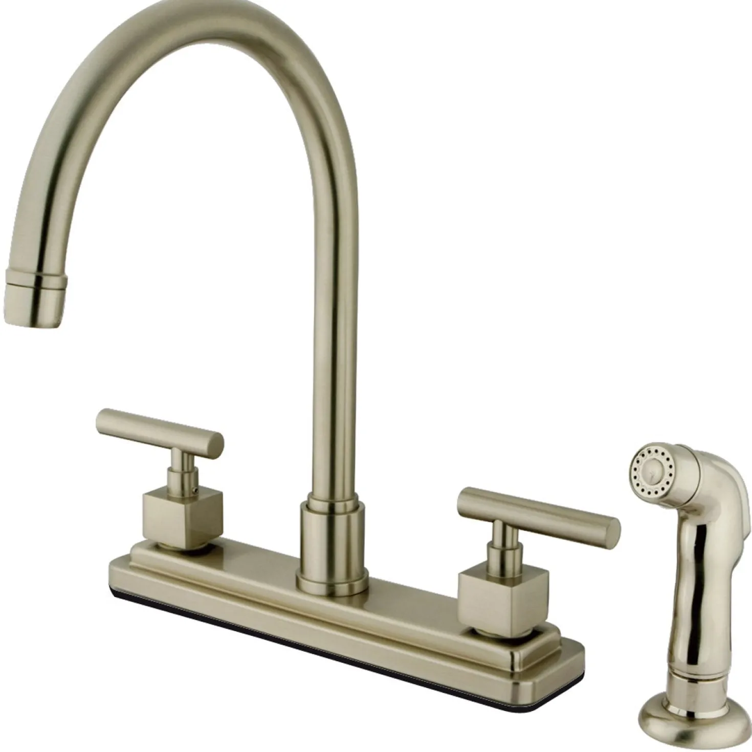 Kingston Brass Claremont Double Handle 8" Kitchen Faucet with Non-Metallic Sprayer