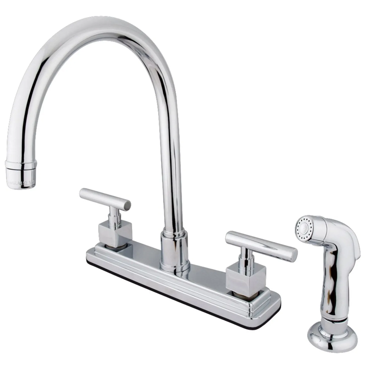 Kingston Brass Claremont Double Handle 8" Kitchen Faucet with Non-Metallic Sprayer