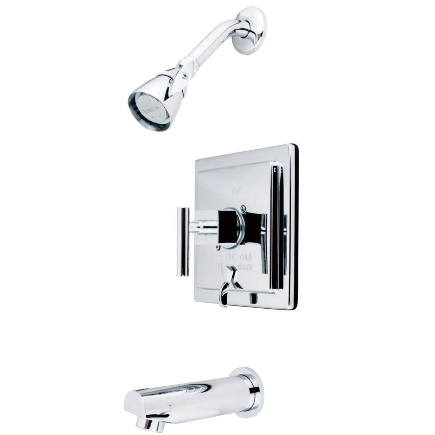 Kingston Brass Claremont Single Handle Tub and Shower Faucet in Polished Chrome