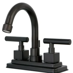 Kingston Brass Claremont Two Handle 4" Centerset Lavatory Faucet with Brass Pop-up in Oil Rubbed Bronze