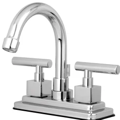 Kingston Brass Claremont Two Handle 4" Centerset Lavatory Faucet with Brass Pop-up in Polished Chrome