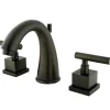 Kingston Brass Claremont Two Handle 8" to 16" Widespread Lavatory Faucet with Brass Pop-up