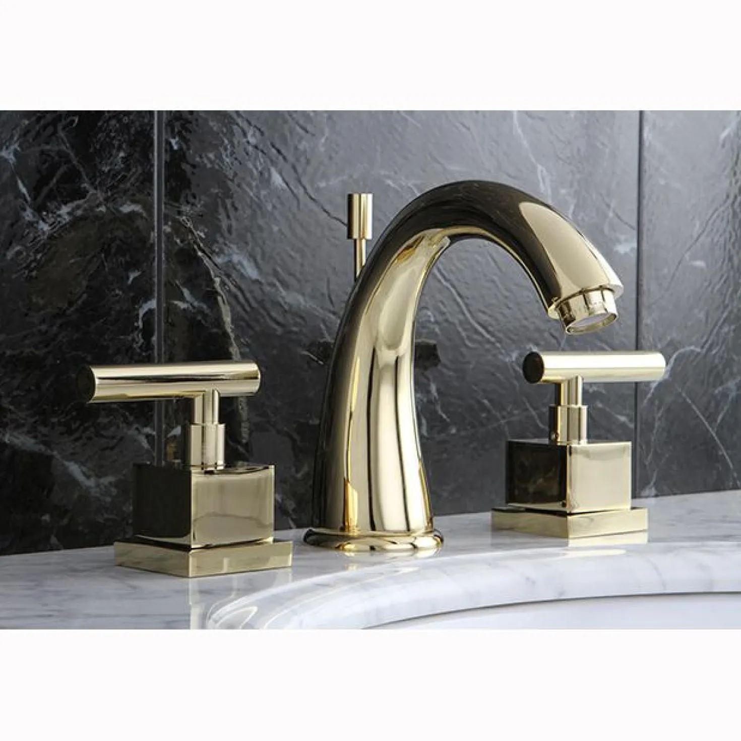 Kingston Brass Claremont Two Handle 8" to 16" Widespread Lavatory Faucet with Brass Pop-up
