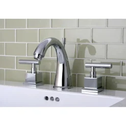 Kingston Brass Claremont Two Handle 8" to 16" Widespread Lavatory Faucet with Brass Pop-up in Polished Chrome