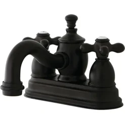 Kingston Brass Classic 4" Centerset Lavatory Faucet with Heritage Spout and Metal Cross Handle
