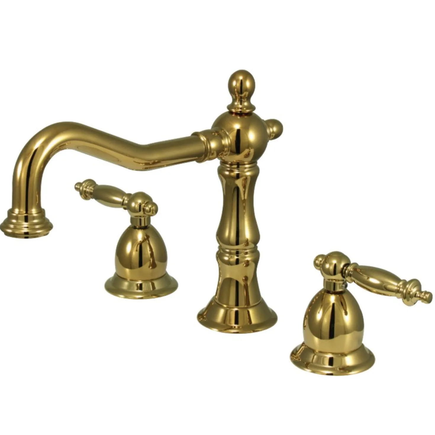 Kingston Brass Classic Heritage Two Handle Deck Mount 8" to 14" Widespread Lavatory Faucet with Brass Pop-up