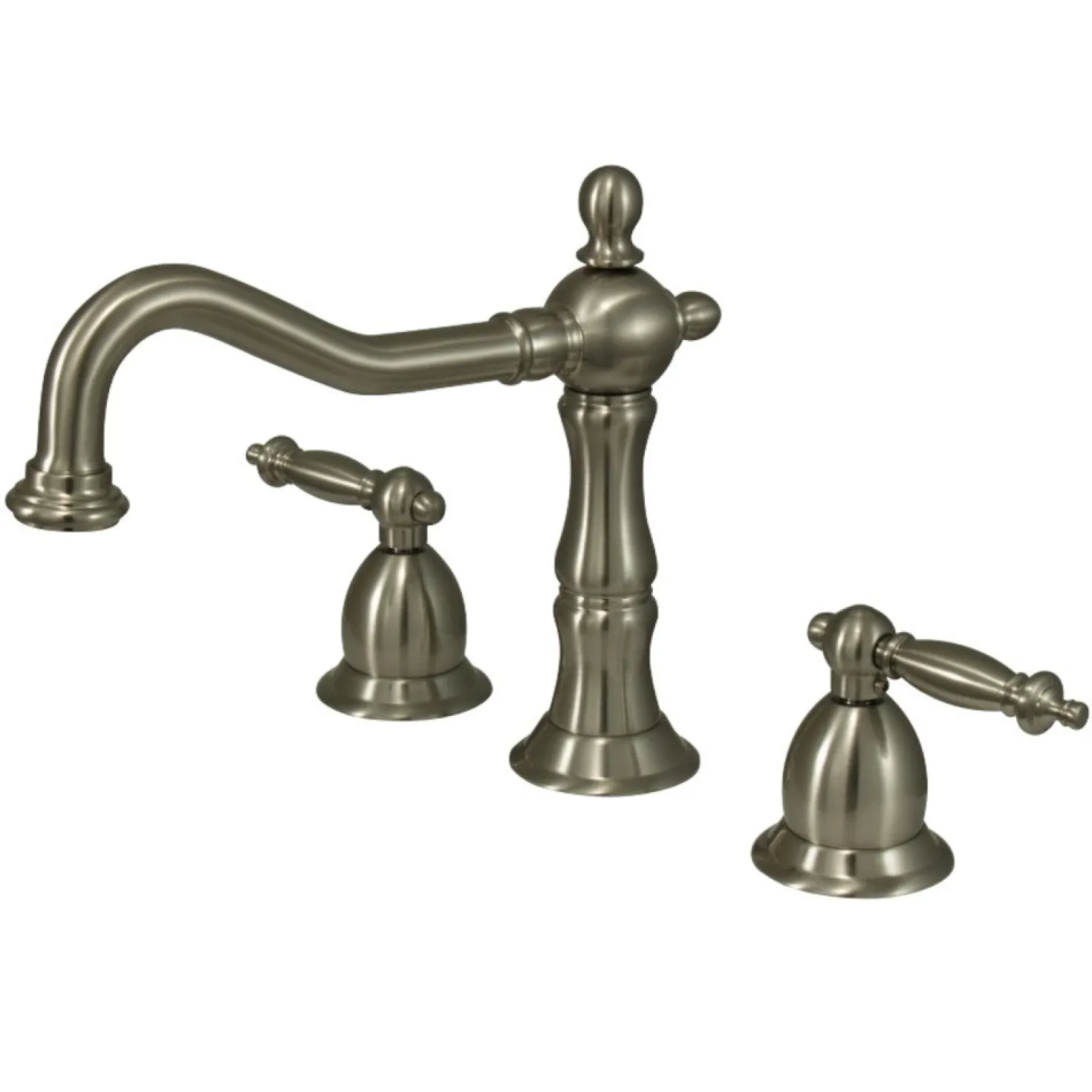 Kingston Brass Classic Heritage Two Handle Deck Mount 8" to 14" Widespread Lavatory Faucet with Brass Pop-up