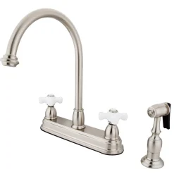 Kingston Brass Classic Restoration Two Handle 8" Kitchen Faucet with Brass Sprayer