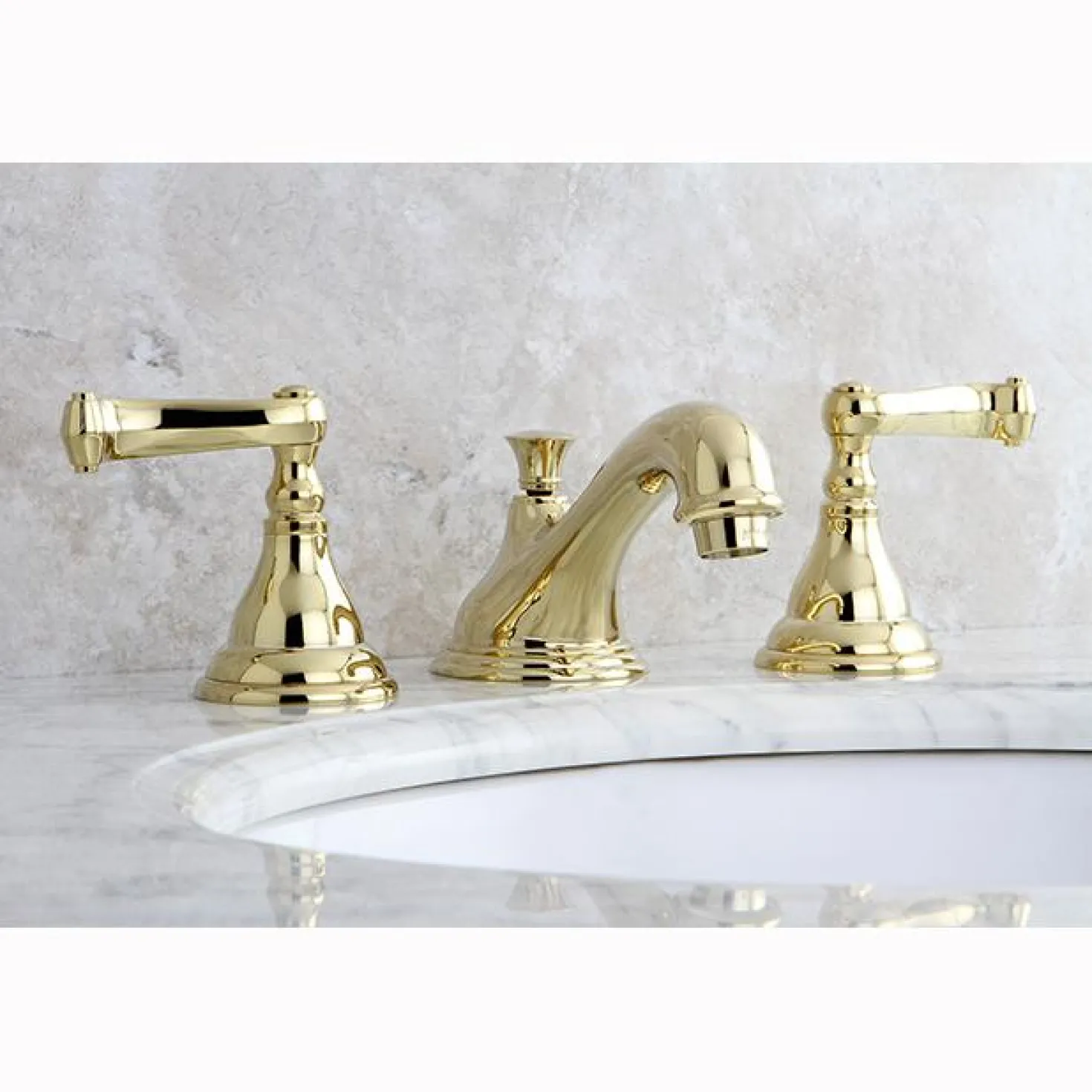 Kingston Brass Classic Royale 8" to 16" Widespread Two Handle Lavatory Faucet with Brass Pop-up