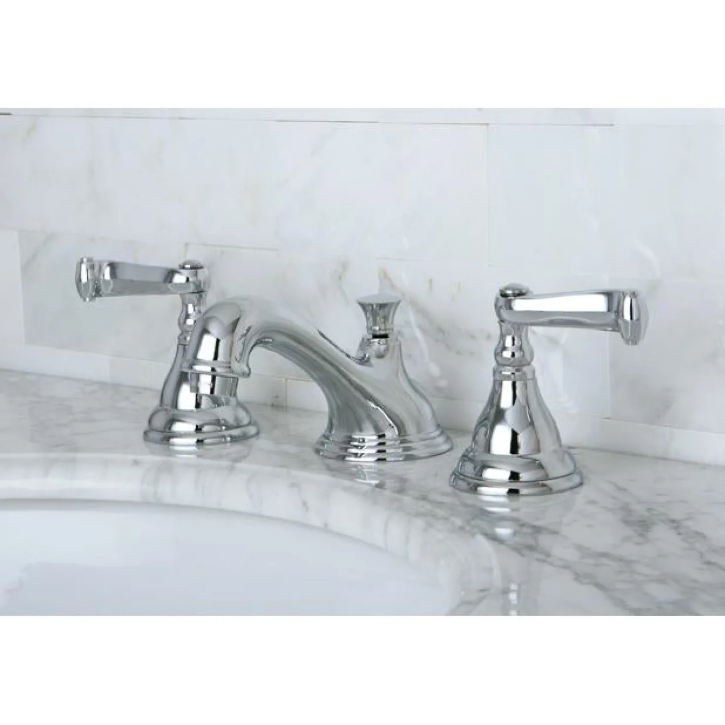 Kingston Brass Classic Royale 8" to 16" Widespread Two Handle Lavatory Faucet with Brass Pop-up