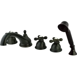 Kingston Brass Classic Royale Three Handle Roman Tub Filler with Hand Shower