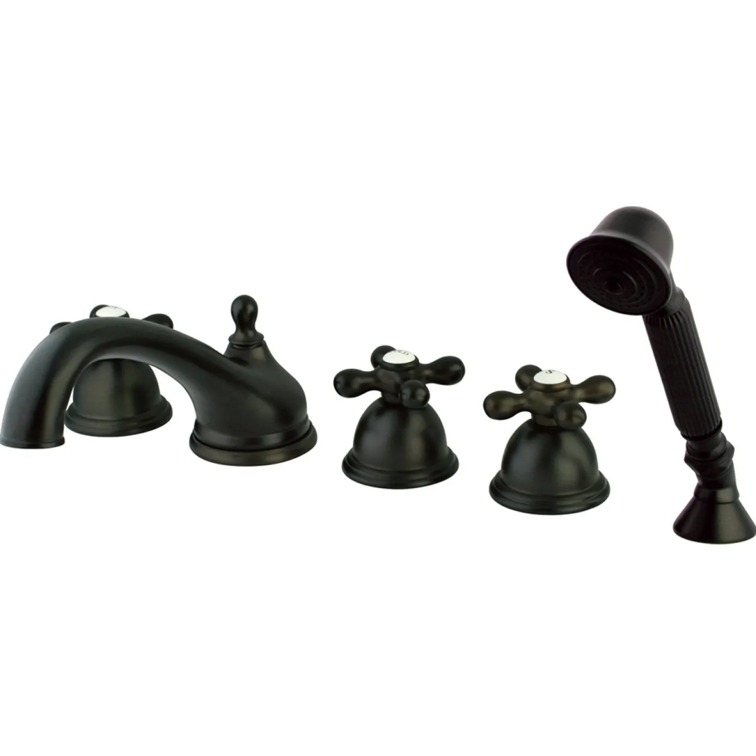 Kingston Brass Classic Royale Three Handle Roman Tub Filler with Hand Shower