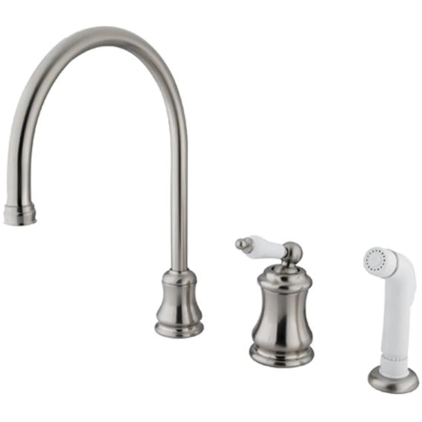 Kingston Brass Classic Single Handle Widespread Kitchen Faucet with Non-Metallic Sprayer
