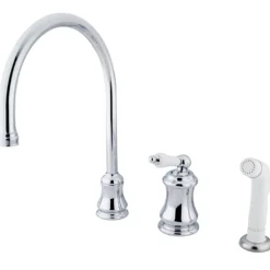 Kingston Brass Classic Single Handle Widespread Kitchen Faucet with Non-Metallic Sprayer