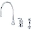 Kingston Brass Classic Single Handle Widespread Kitchen Faucet with Brass Sprayer