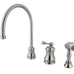 Kingston Brass Classic Single Handle Widespread Kitchen Faucet with Brass Sprayer