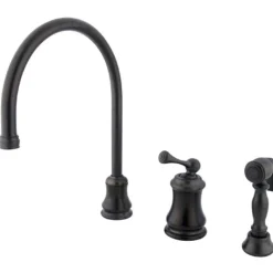Kingston Brass Classic Single Handle Widespread Kitchen Faucet with Brass Sprayer