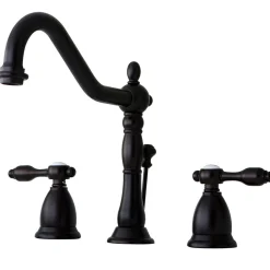 Kingston Brass Classic Tudor Widespread Lavatory Faucet with Brass Pop-up