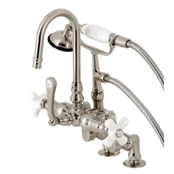 Kingston Brass Clawfoot Tub Faucet with Hand Shower in Brushed Nickel
