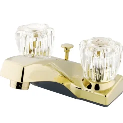 Kingston Brass Columbia Two Handle 4" Centerset Lavatory Faucet with Brass Pop-up in Polished Brass
