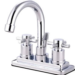 Kingston Brass Concord 4" Centerset Two Handle Three Hole Lavatory Faucet with Brass Pop-up