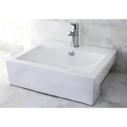 Kingston Brass Concord China Vessel Bathroom Sink with Overflow Hole
