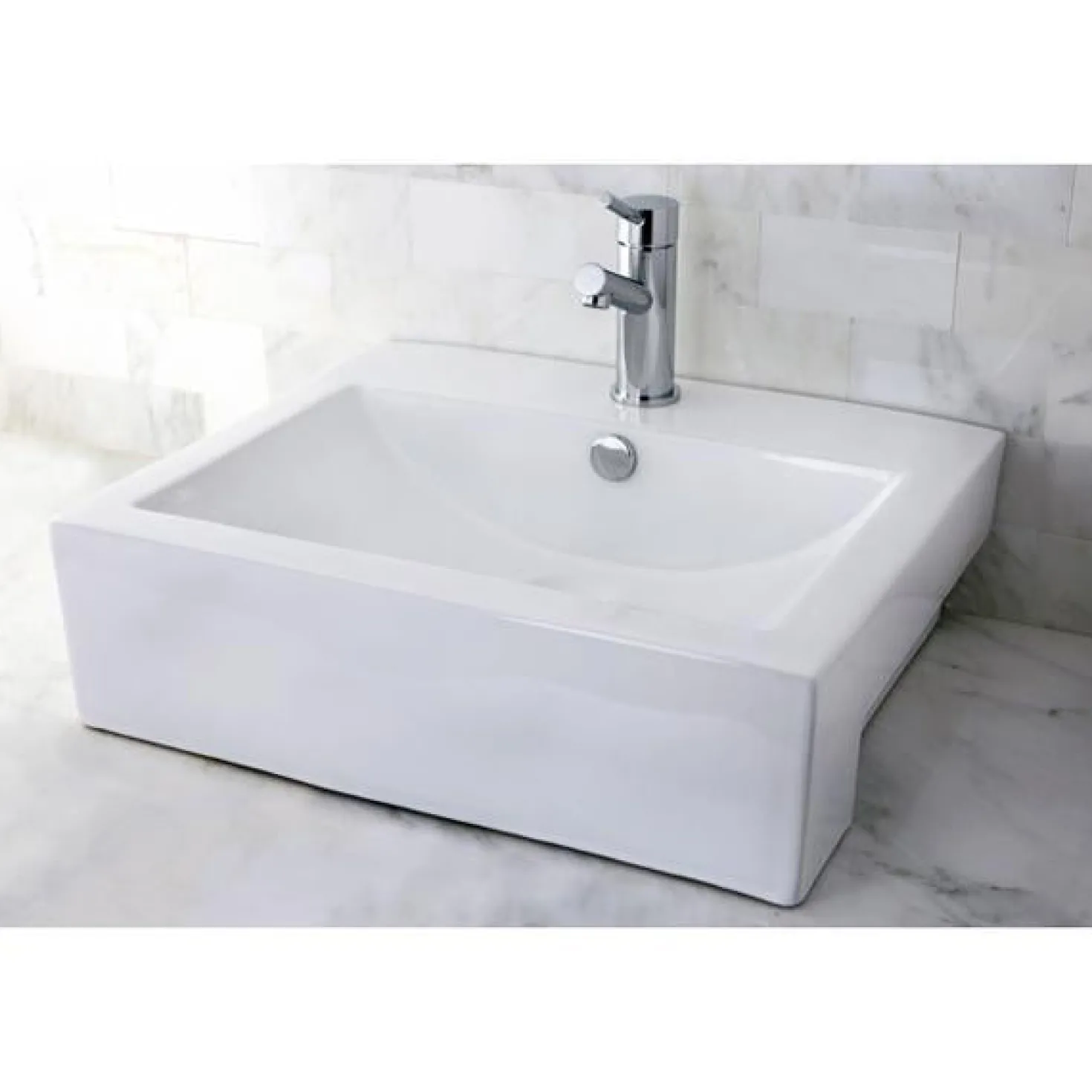 Kingston Brass Concord China Vessel Bathroom Sink with Overflow Hole