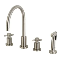 Kingston Brass Concord Deck Mount 8-Inch Widespread Kitchen Faucet with Brass Sprayer