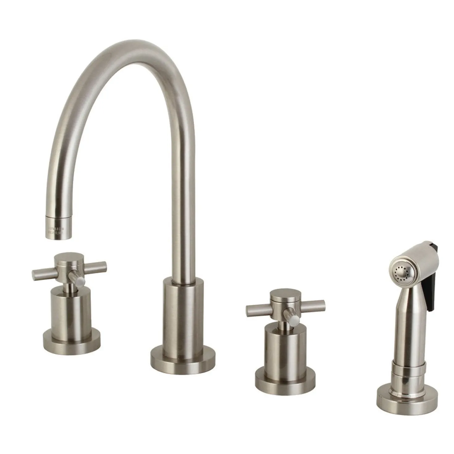 Kingston Brass Concord Deck Mount 8-Inch Widespread Kitchen Faucet with Brass Sprayer