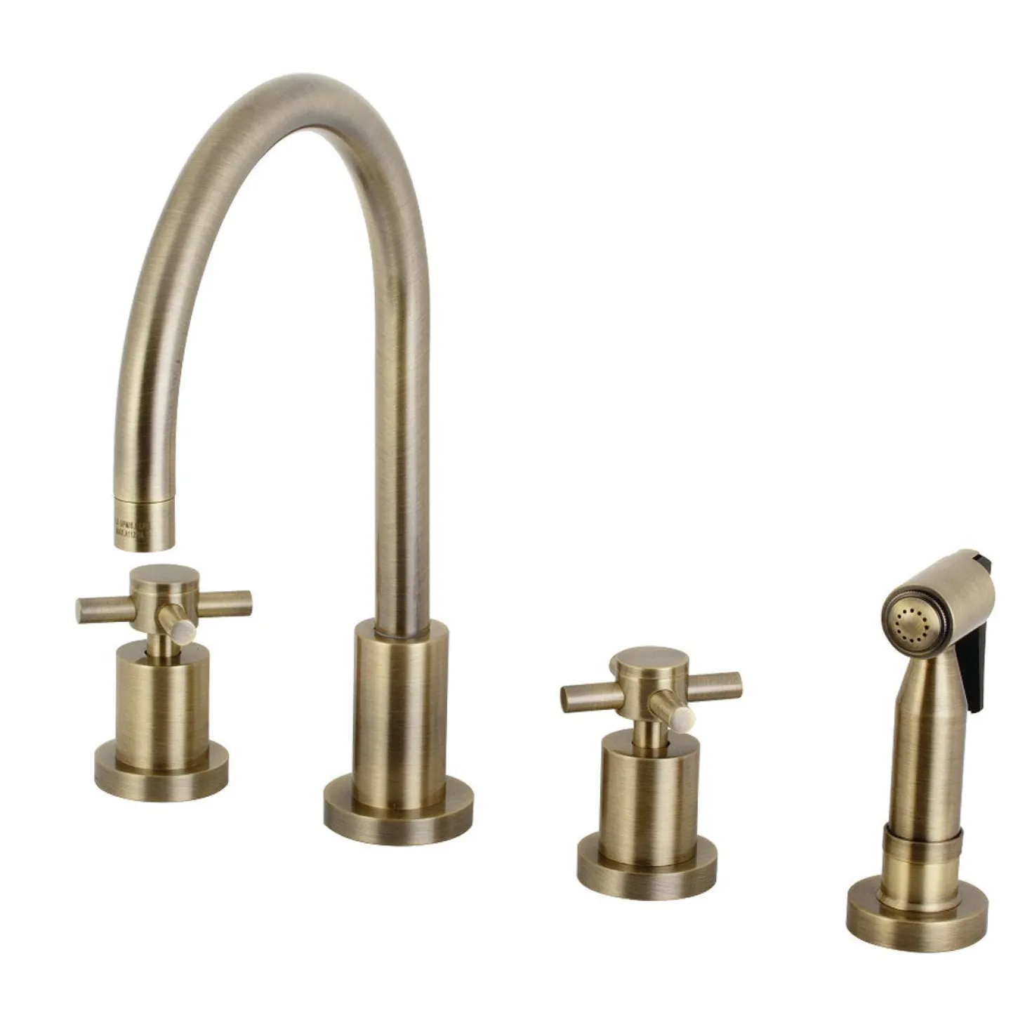 Kingston Brass Concord Deck Mount 8-Inch Widespread Kitchen Faucet with Brass Sprayer