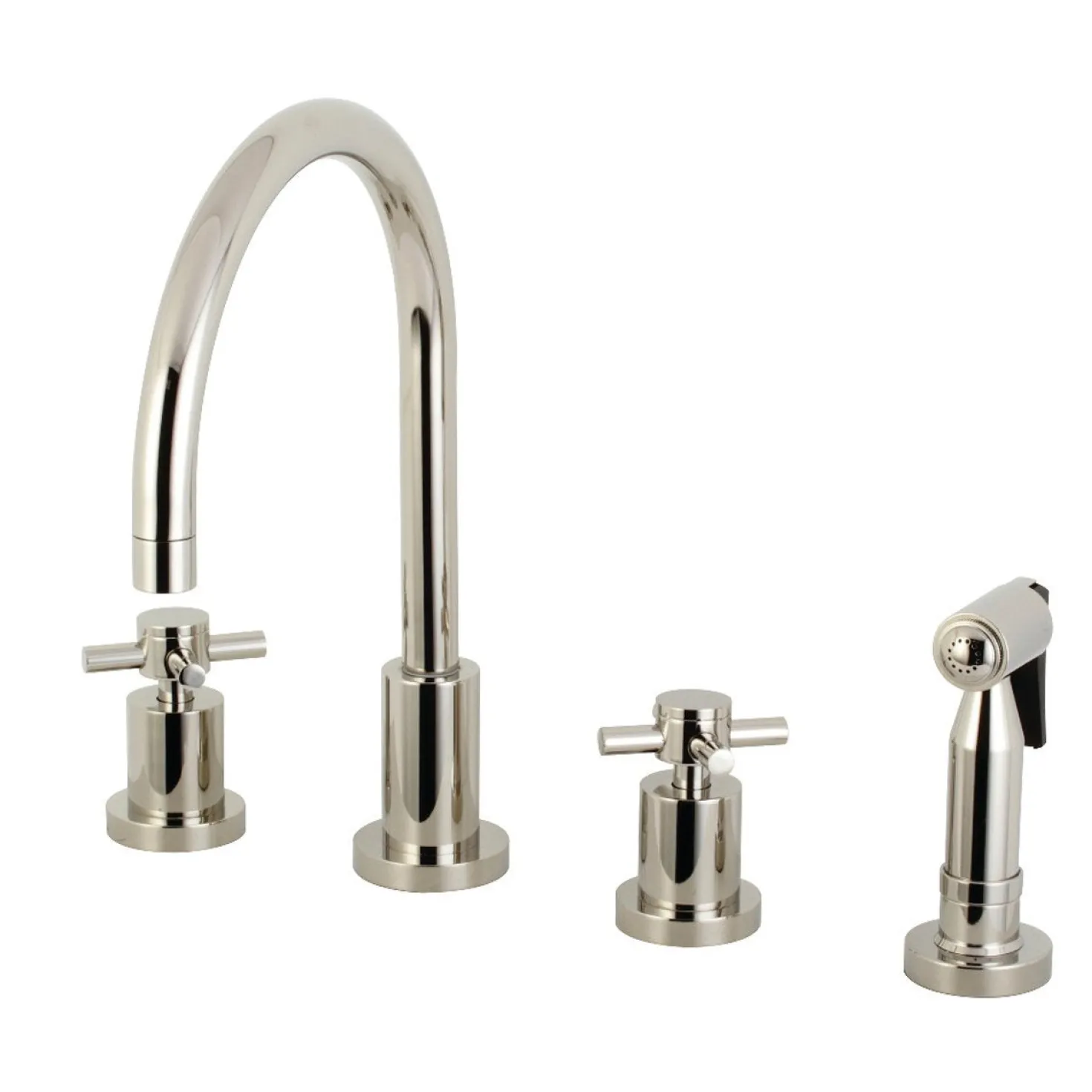 Kingston Brass Concord Deck Mount 8-Inch Widespread Kitchen Faucet with Brass Sprayer