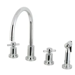 Kingston Brass Concord Deck Mount 8-Inch Widespread Kitchen Faucet with Brass Sprayer