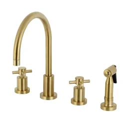 Kingston Brass Concord Deck Mount 8-Inch Widespread Kitchen Faucet with Brass Sprayer