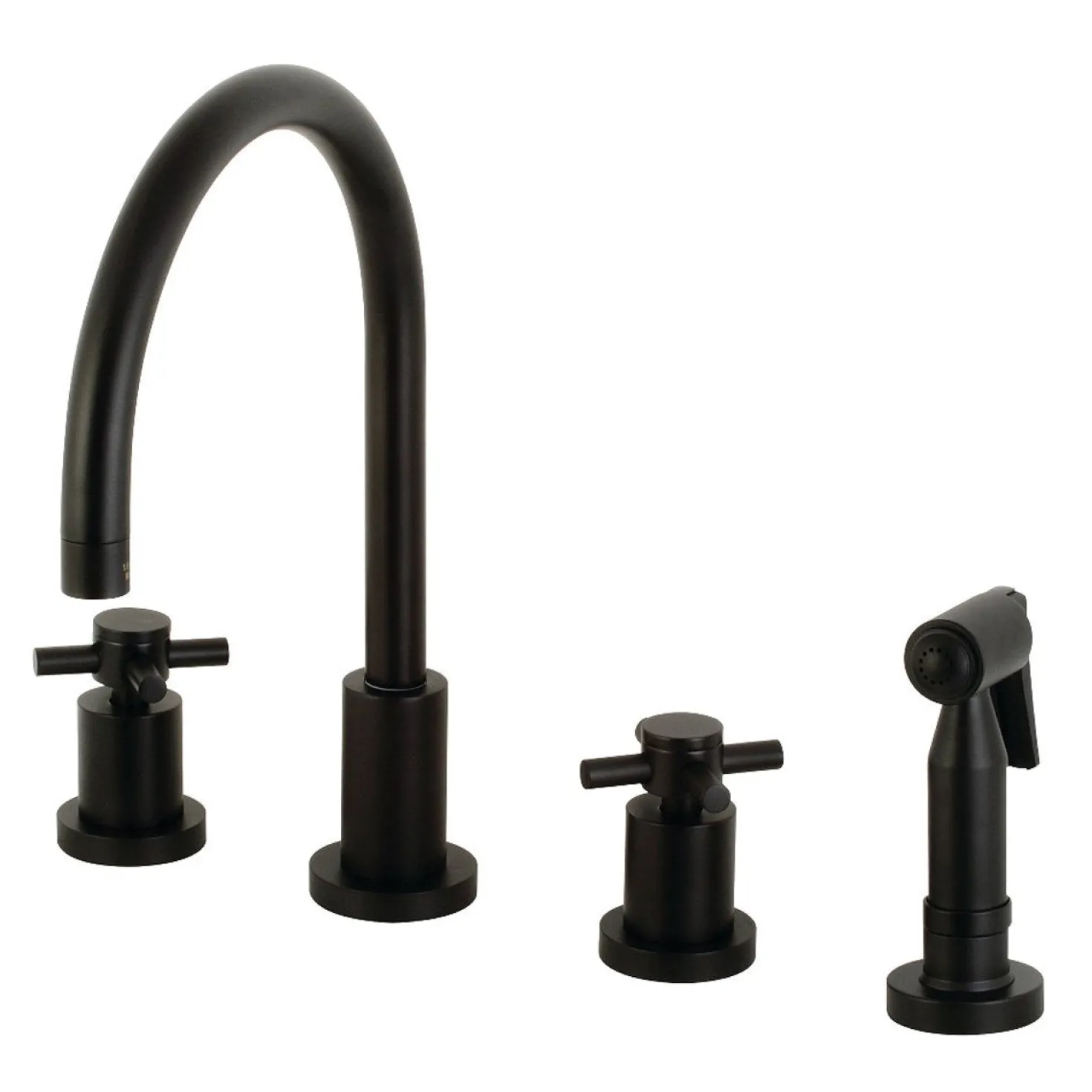 Kingston Brass Concord Deck Mount 8-Inch Widespread Kitchen Faucet with Brass Sprayer