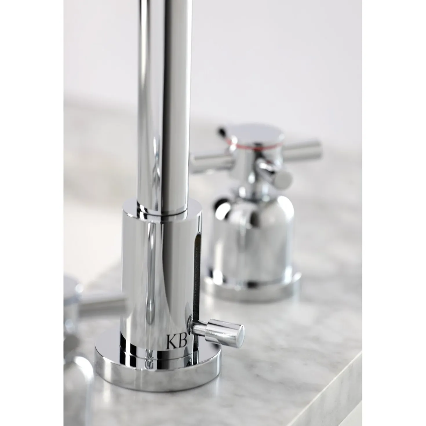 Kingston Brass Concord Deck Mount Widespread Bathroom Faucet with Brass Pop-Up