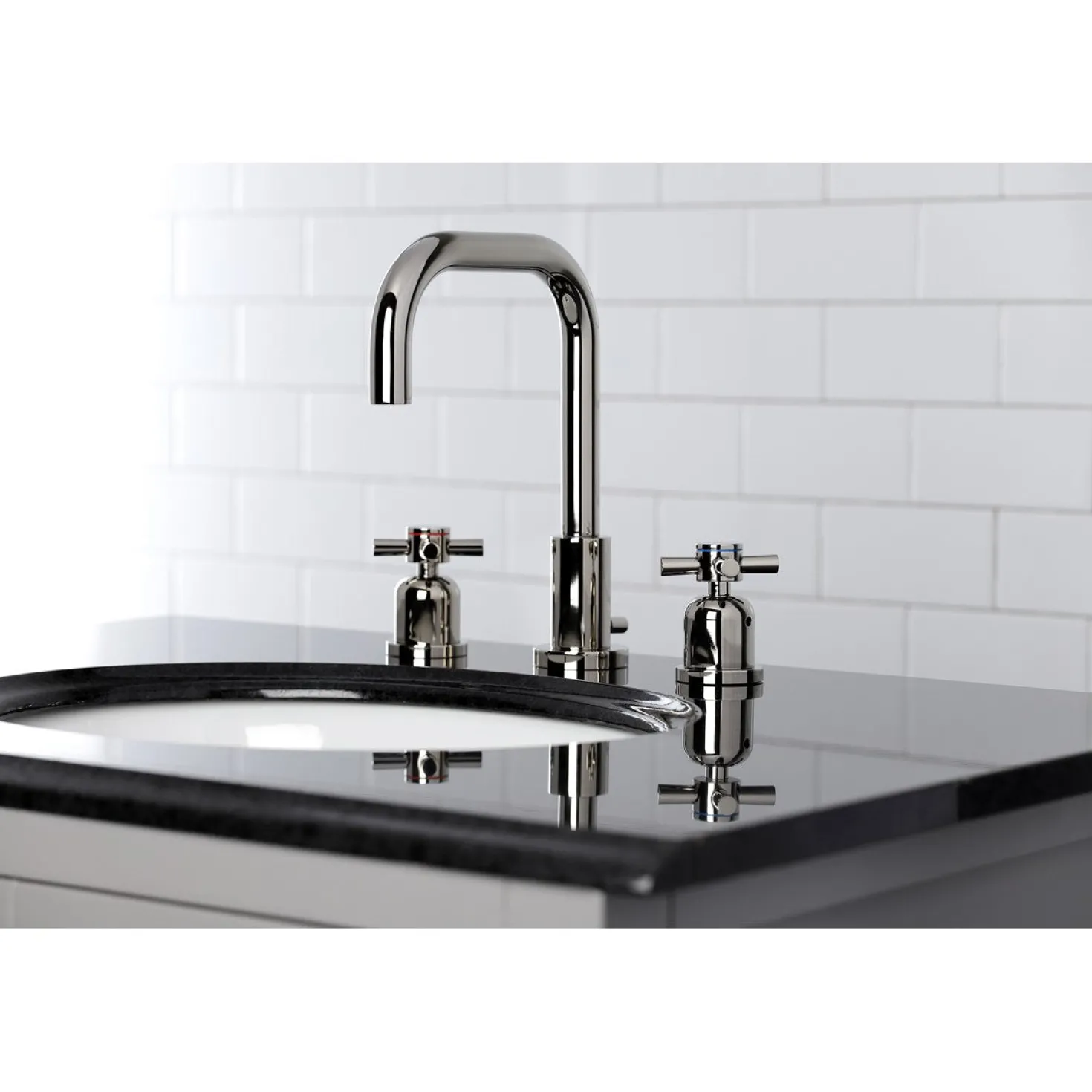 Kingston Brass Concord Deck Mount Widespread Bathroom Faucet with Brass Pop-Up